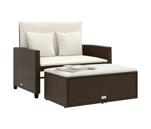 Divvietīgs Dārza Dīvāns Ar Matračiem, Brūna Pe Rotangpalma Vidaxl