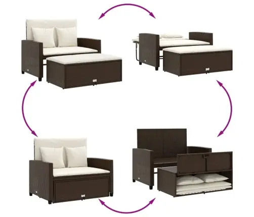 Divvietīgs Dārza Dīvāns Ar Matračiem, Brūna Pe Rotangpalma Vidaxl