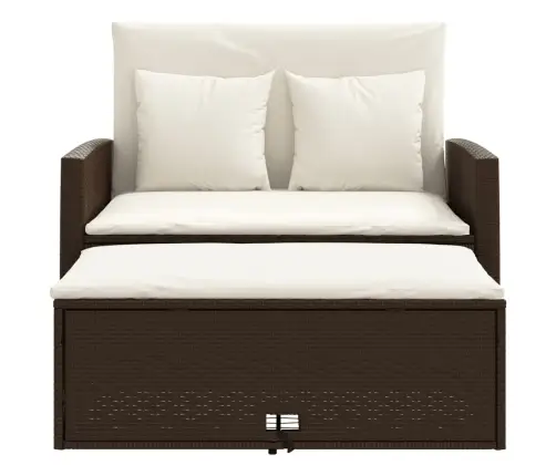 Divvietīgs Dārza Dīvāns Ar Matračiem, Brūna Pe Rotangpalma Vidaxl