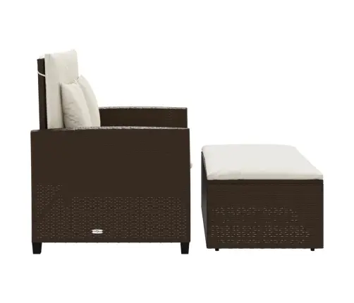 Divvietīgs Dārza Dīvāns Ar Matračiem, Brūna Pe Rotangpalma Vidaxl