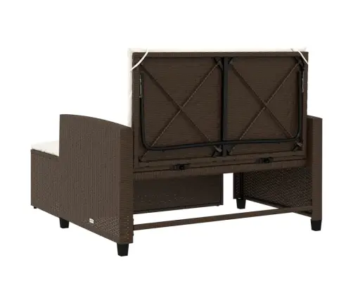 Divvietīgs Dārza Dīvāns Ar Matračiem, Brūna Pe Rotangpalma Vidaxl