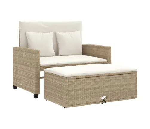 Dvivietė Sodo Sofa Su Pagalvėlėmis, Smėlio Spalvos, Poliratanas