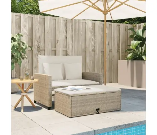 Dvivietė Sodo Sofa Su Pagalvėlėmis, Smėlio Spalvos, Poliratanas