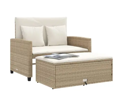 Dvivietė Sodo Sofa Su Pagalvėlėmis, Smėlio Spalvos, Poliratanas
