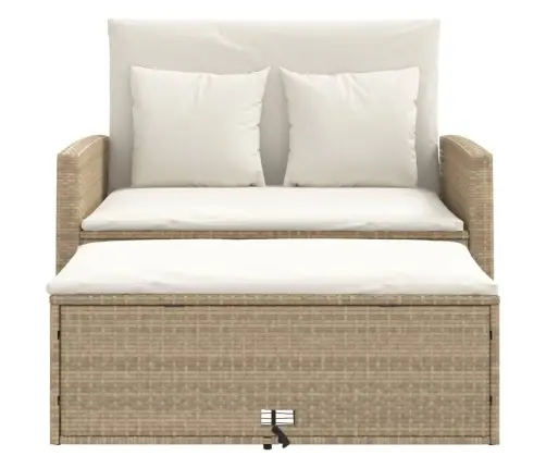 Dvivietė Sodo Sofa Su Pagalvėlėmis, Smėlio Spalvos, Poliratanas