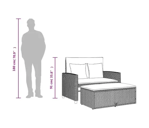 Dvivietė Sodo Sofa Su Pagalvėlėmis, Smėlio Spalvos, Poliratanas