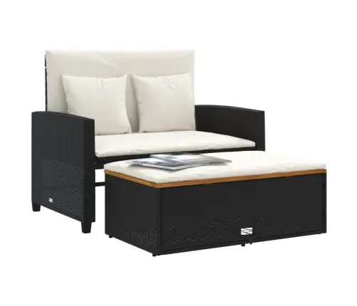 Divvietīgs Dārza Dīvāns Ar Matračiem, Melna Pe Rotangpalma Vidaxl