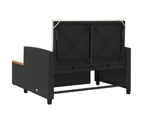 Divvietīgs Dārza Dīvāns Ar Matračiem, Melna Pe Rotangpalma Vidaxl