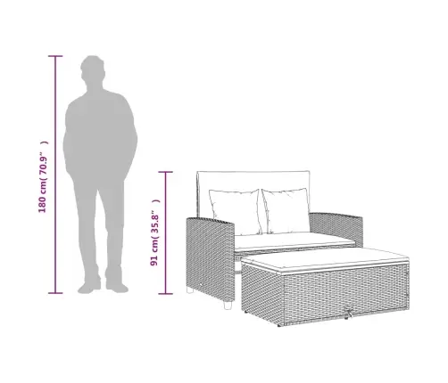 Divvietīgs Dārza Dīvāns Ar Matračiem, Pelēka Pe Rotangpalma Vidaxl Divvietīgs Dārza Dīvāns Ar Matračiem, Pelēka Pe Rotangpalma Vidaxl