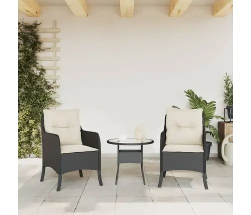 Sodo Kėdės Su Pagalvėlėmis, 2Vnt., Juodos Spalvos, Poliratanas