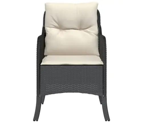 Sodo Kėdės Su Pagalvėlėmis, 2Vnt., Juodos Spalvos, Poliratanas