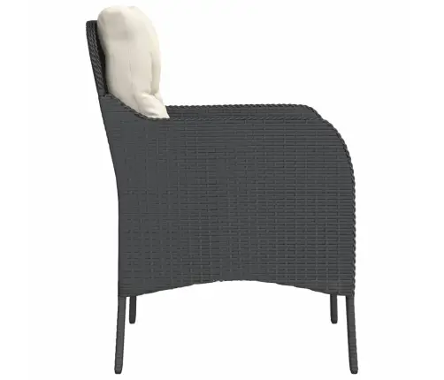 Sodo Kėdės Su Pagalvėlėmis, 2Vnt., Juodos Spalvos, Poliratanas