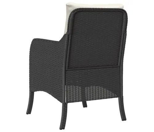 Sodo Kėdės Su Pagalvėlėmis, 2Vnt., Juodos Spalvos, Poliratanas