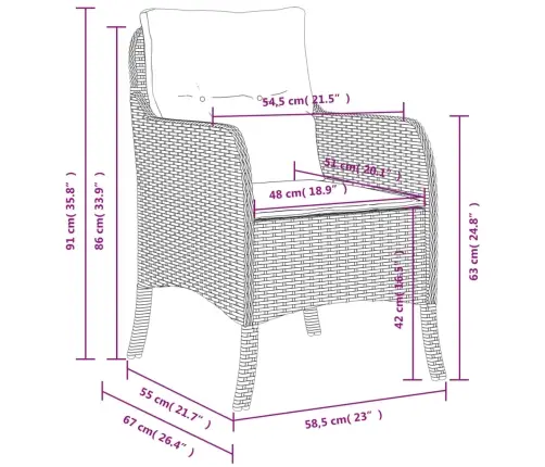 Sodo Kėdės Su Pagalvėlėmis, 2Vnt., Juodos Spalvos, Poliratanas