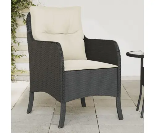 Sodo Kėdės Su Pagalvėlėmis, 2Vnt., Juodos Spalvos, Poliratanas