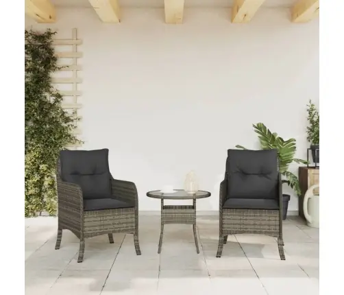 Sodo Kėdės Su Pagalvėlėmis, 2Vnt., Pilkos, Poliratanas Sodo Kėdės Su Pagalvėlėmis, 2Vnt., Pilkos, Poliratanas