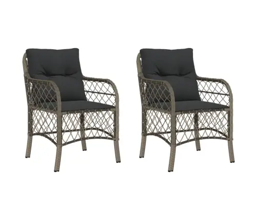 Dārza Krēsli Ar Matračiem, 2 Gab., Pelēka Pe Rotangpalma Vidaxl