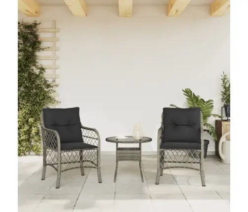 Dārza Krēsli Ar Matračiem, 2 Gab., Pelēka Pe Rotangpalma Vidaxl