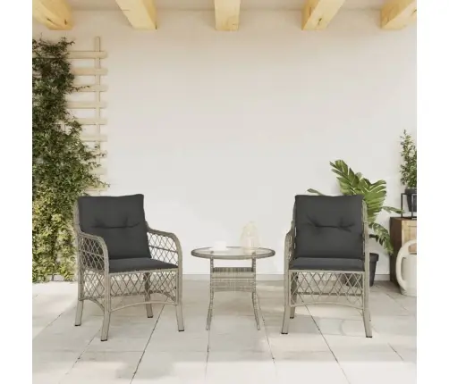 Dārza Krēsli Ar Matračiem, 2 Gab., Gaiši Pelēka Pe Rotangpalma Vidaxl