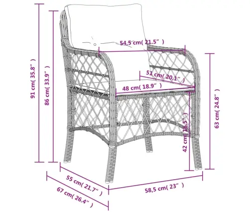 Dārza Krēsli Ar Matračiem, 2 Gab., Gaiši Pelēka Pe Rotangpalma Vidaxl