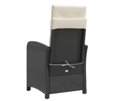 Atgāžams Dārza Krēsls Ar Matračiem, Melna Pe Rotangpalma Vidaxl