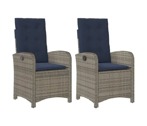 Atgāžami Dārza Krēsli, 2 Gab., Matrači, Pelēka Pe Rotangpalma Vidaxl