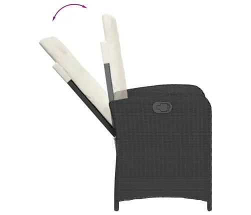 Bistro Komplektas Su Pagalvėlėmis, 3 Dalių, Juodas, Poliratanas