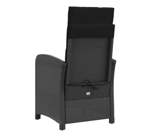 Bistro Komplektas Su Pagalvėlėmis, 3 Dalių, Juodas, Poliratanas