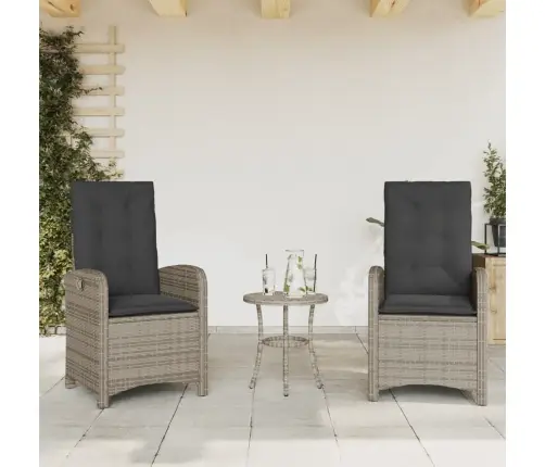 Bistro Komplektas Su Pagalvėlėmis, 3 Dalių, Pilkas, Poliratanas