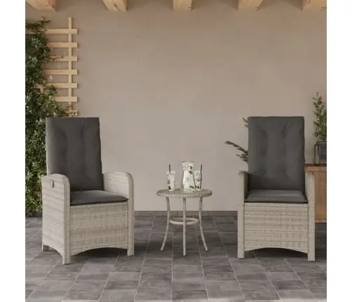 3-Daļīgs Bistro Mēbeļu Komplekts, Matrači,Pelēka Pe Rotangpalma Vidaxl