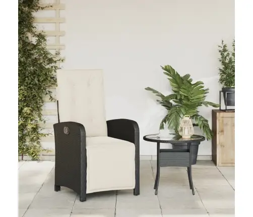 Atgāžams Dārza Krēsls Ar Kāju Balstu, Melna Pe Rotangpalma Vidaxl