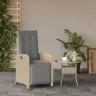 Atgāžams Dārza Krēsls Ar Kāju Balstu, Bēša Pe Rotangpalma Vidaxl