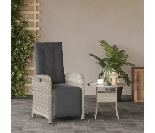 Atgāžams Dārza Krēsls Ar Kāju Balstu, Pelēka Pe Rotangpalma Vidaxl