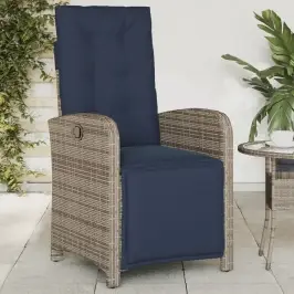 Atgāžams Dārza Krēsls Ar Kāju Balstu, Pelēka Pe Rotangpalma Vidaxl