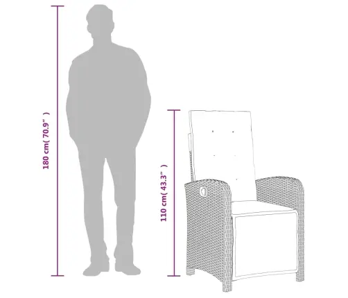 Dārza Krēsli Ar Kāju Balstu, 2 Gab., Brūna Pe Rotangpalma Vidaxl