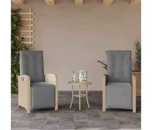 Atlošiamos Sodo Kėdės Su Pakojomis, 2Vnt., Smėlio, Poliratanas