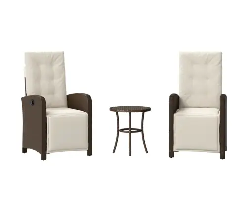 Bistro Komplektas Su Pagalvėlėmis, 3 Dalių, Rudas, Poliratanas