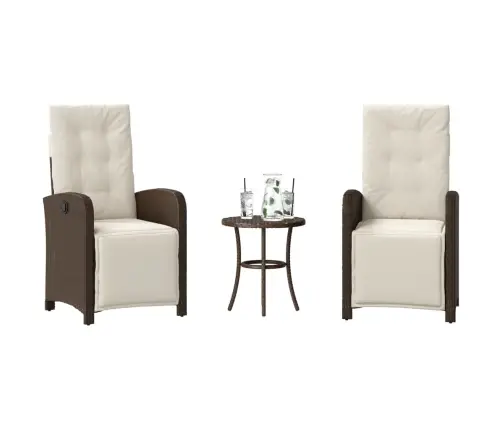 Bistro Komplektas Su Pagalvėlėmis, 3 Dalių, Rudas, Poliratanas