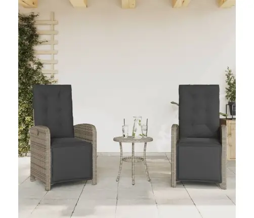 3-Daļīgs Bistro Mēbeļu Komplekts, Matrači,Pelēka Pe Rotangpalma Vidaxl
