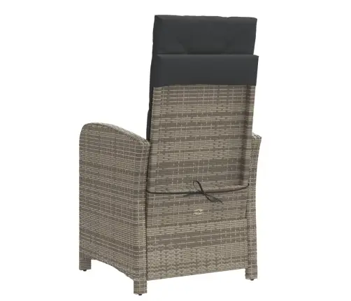 3-Daļīgs Bistro Mēbeļu Komplekts, Matrači,Pelēka Pe Rotangpalma Vidaxl