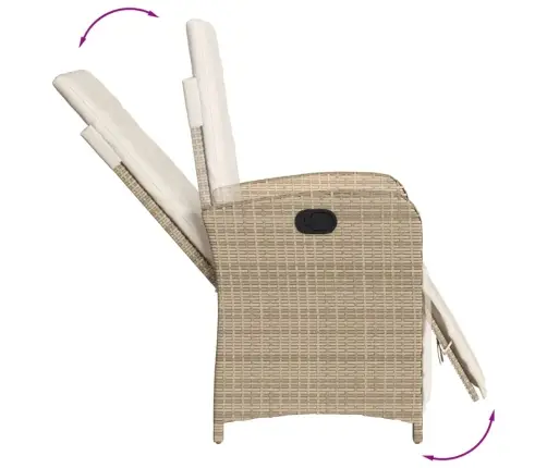 3-Daļīgs Bistro Mēbeļu Komplekts, Matrači, Bēša Pe Rotangpalma Vidaxl