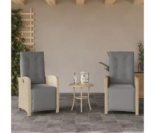 Bistro Komplektas Su Pagalvėlėmis, 3 Dalių, Smėlio, Poliratanas