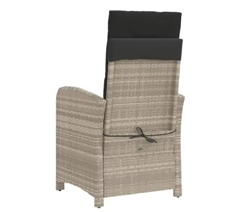 3-Daļīgs Bistro Mēbeļu Komplekts, Matrači,Pelēka Pe Rotangpalma Vidaxl