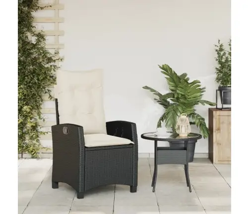 Atlošiama Sodo Kėdė Su Pagalvėlėmis, Juoda, Poliratanas Atlošiama Sodo Kėdė Su Pagalvėlėmis, Juoda, Poliratanas