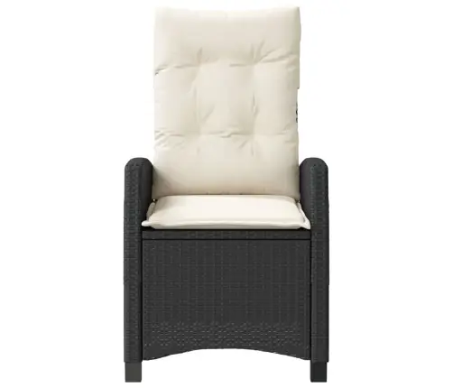 Atlošiama Sodo Kėdė Su Pagalvėlėmis, Juoda, Poliratanas Atlošiama Sodo Kėdė Su Pagalvėlėmis, Juoda, Poliratanas