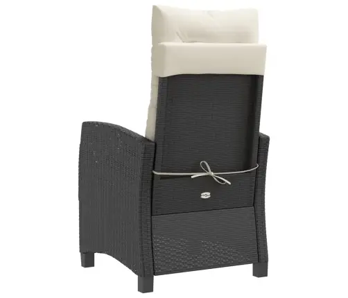 Atlošiama Sodo Kėdė Su Pagalvėlėmis, Juoda, Poliratanas Atlošiama Sodo Kėdė Su Pagalvėlėmis, Juoda, Poliratanas