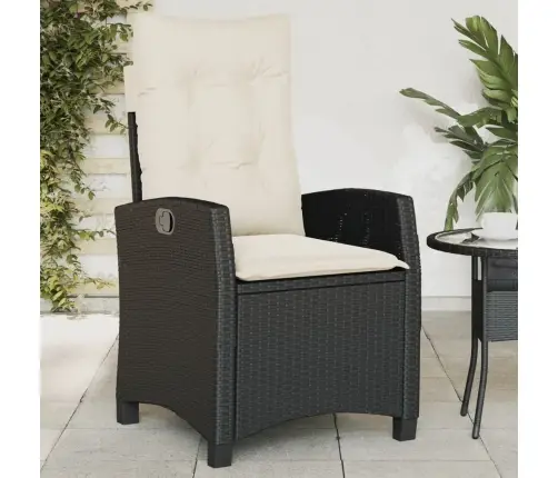 Atlošiama Sodo Kėdė Su Pagalvėlėmis, Juoda, Poliratanas Atlošiama Sodo Kėdė Su Pagalvėlėmis, Juoda, Poliratanas