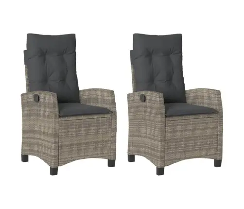 Atlošiamos Sodo Kėdės Su Pagalvėmis, 2Vnt., Pilkos, Poliratanas