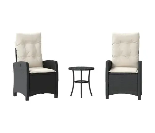 3-Osaline Bistrookomplekt Patjadega, Must, Polürotang