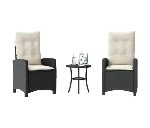 3-Osaline Bistrookomplekt Patjadega, Must, Polürotang